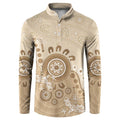 Beige Lizards Australia Button Sweatshirt Boomerang Indigenous Art - Aussie Hoodie