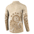 Beige Lizards Australia Button Sweatshirt Boomerang Indigenous Art - Aussie Hoodie