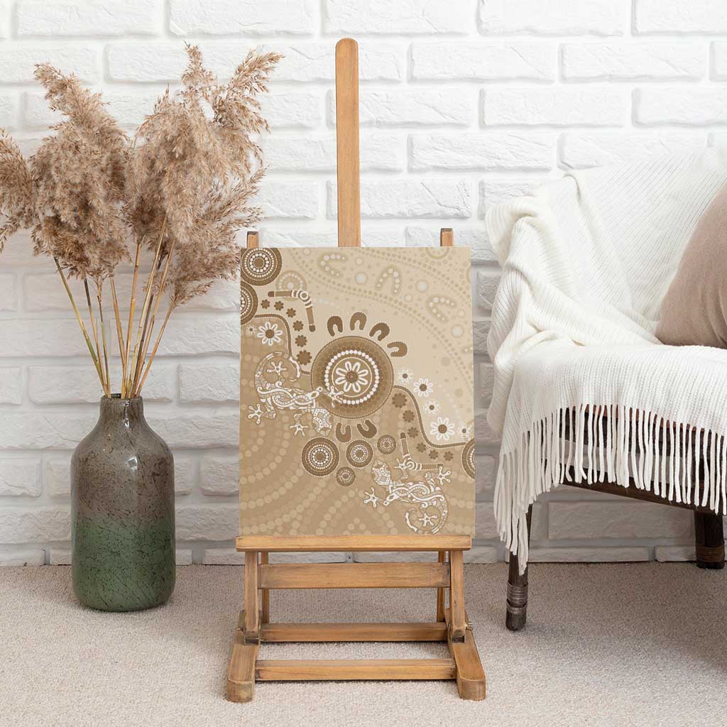 Beige Lizards Australia Canvas Wall Art Boomerang Indigenous Art - Aussie Hoodie