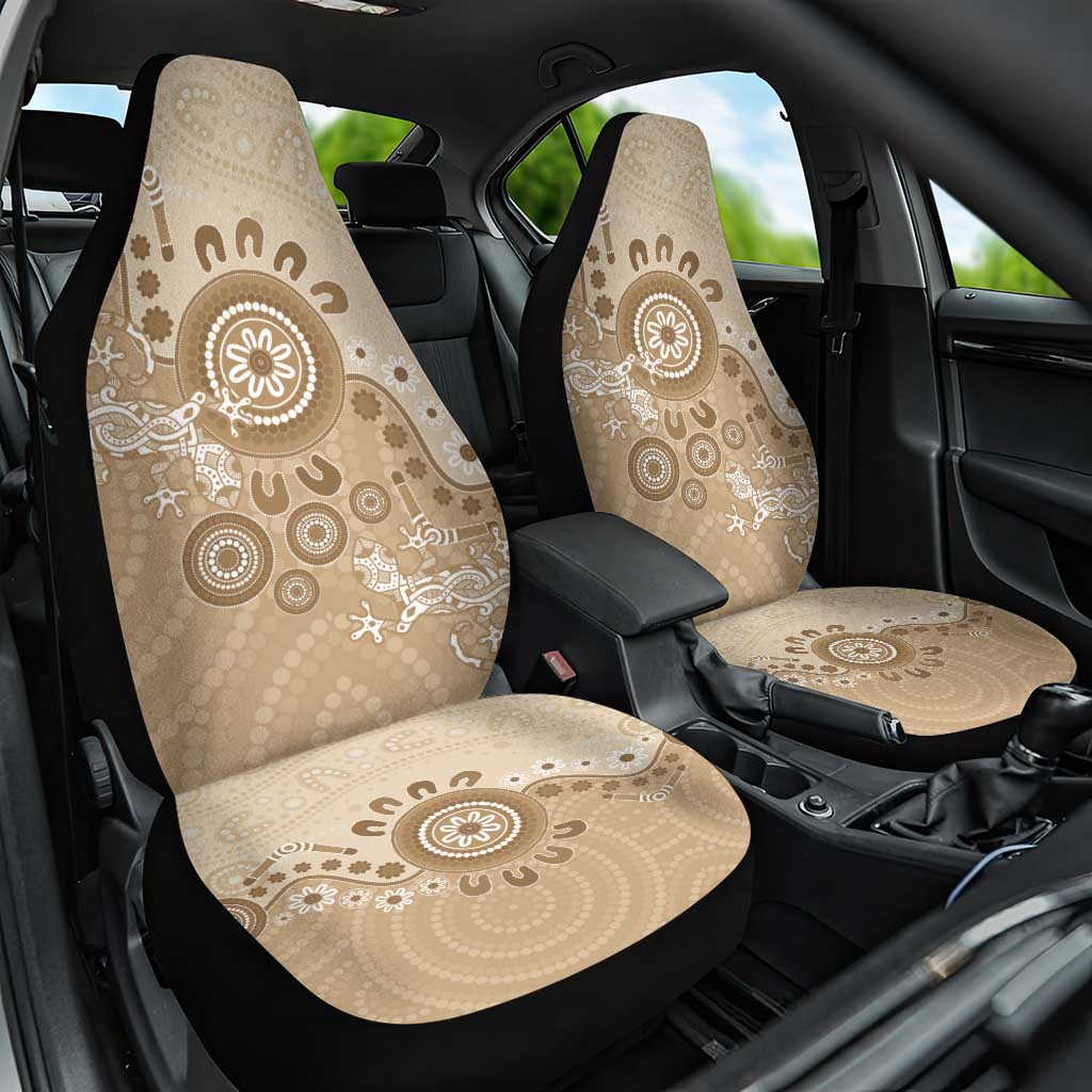 Beige Lizards Australia Car Seat Cover Boomerang Indigenous Art - Aussie Hoodie
