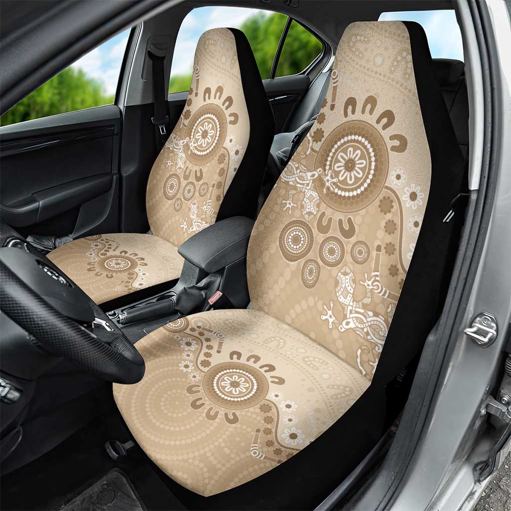 Beige Lizards Australia Car Seat Cover Boomerang Indigenous Art - Aussie Hoodie