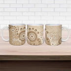 Beige Lizards Australia Ceramic Mug Boomerang Indigenous Art - Aussie Hoodie