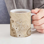 Beige Lizards Australia Ceramic Mug Boomerang Indigenous Art - Aussie Hoodie