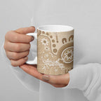 Beige Lizards Australia Ceramic Mug Boomerang Indigenous Art - Aussie Hoodie
