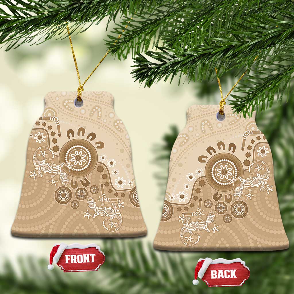 Beige Lizards Australia Ceramic Ornament Boomerang Indigenous Art - Aussie Hoodie