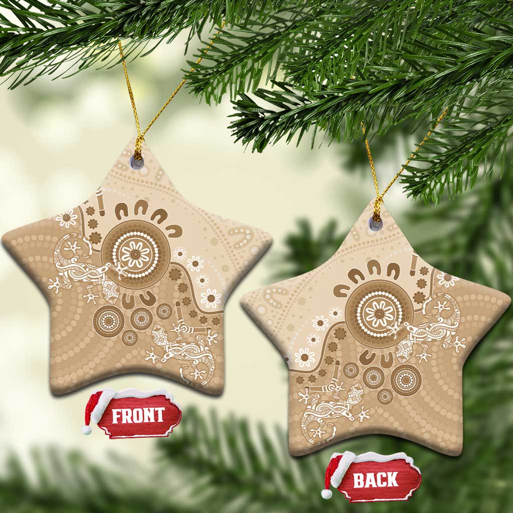 Beige Lizards Australia Ceramic Ornament Boomerang Indigenous Art - Aussie Hoodie