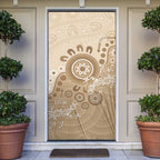 Beige Lizards Australia Door Cover Boomerang Indigenous Art - Aussie Hoodie