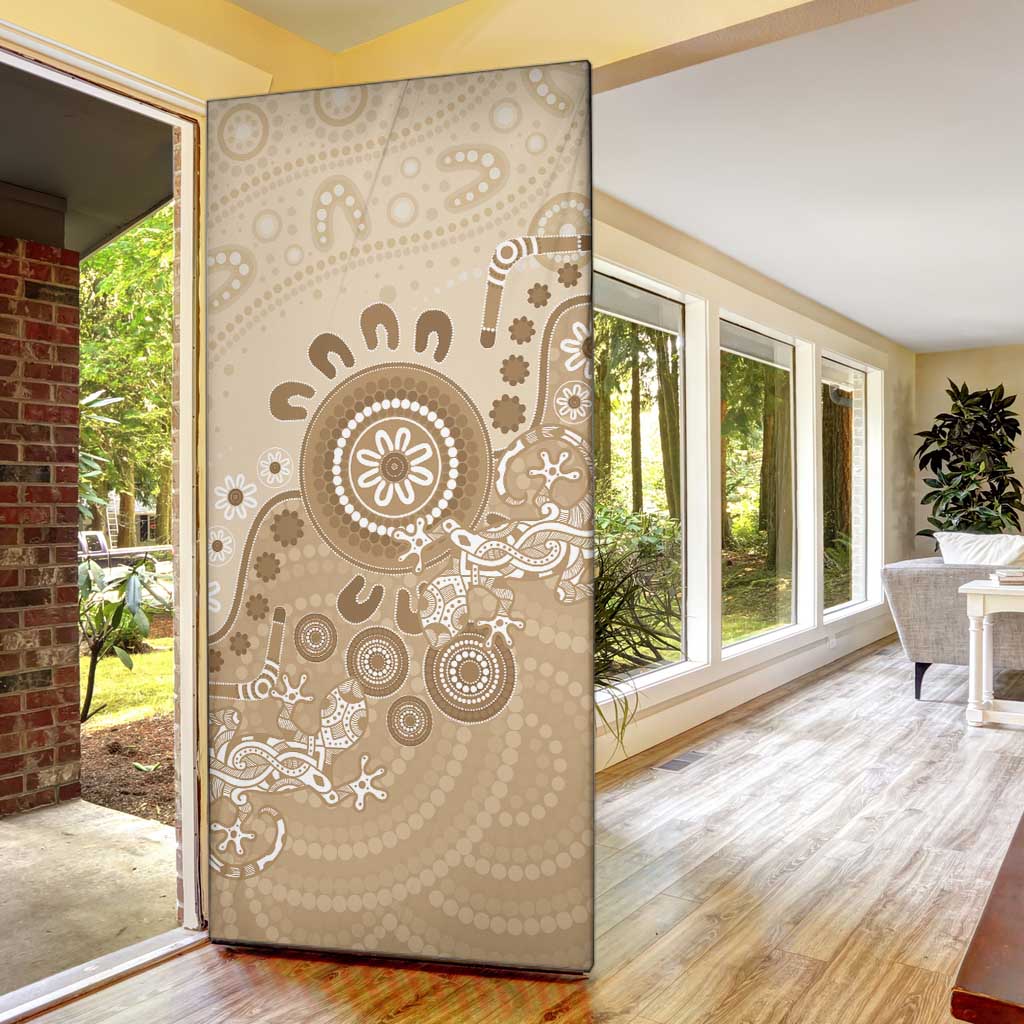 Beige Lizards Australia Door Cover Boomerang Indigenous Art - Aussie Hoodie