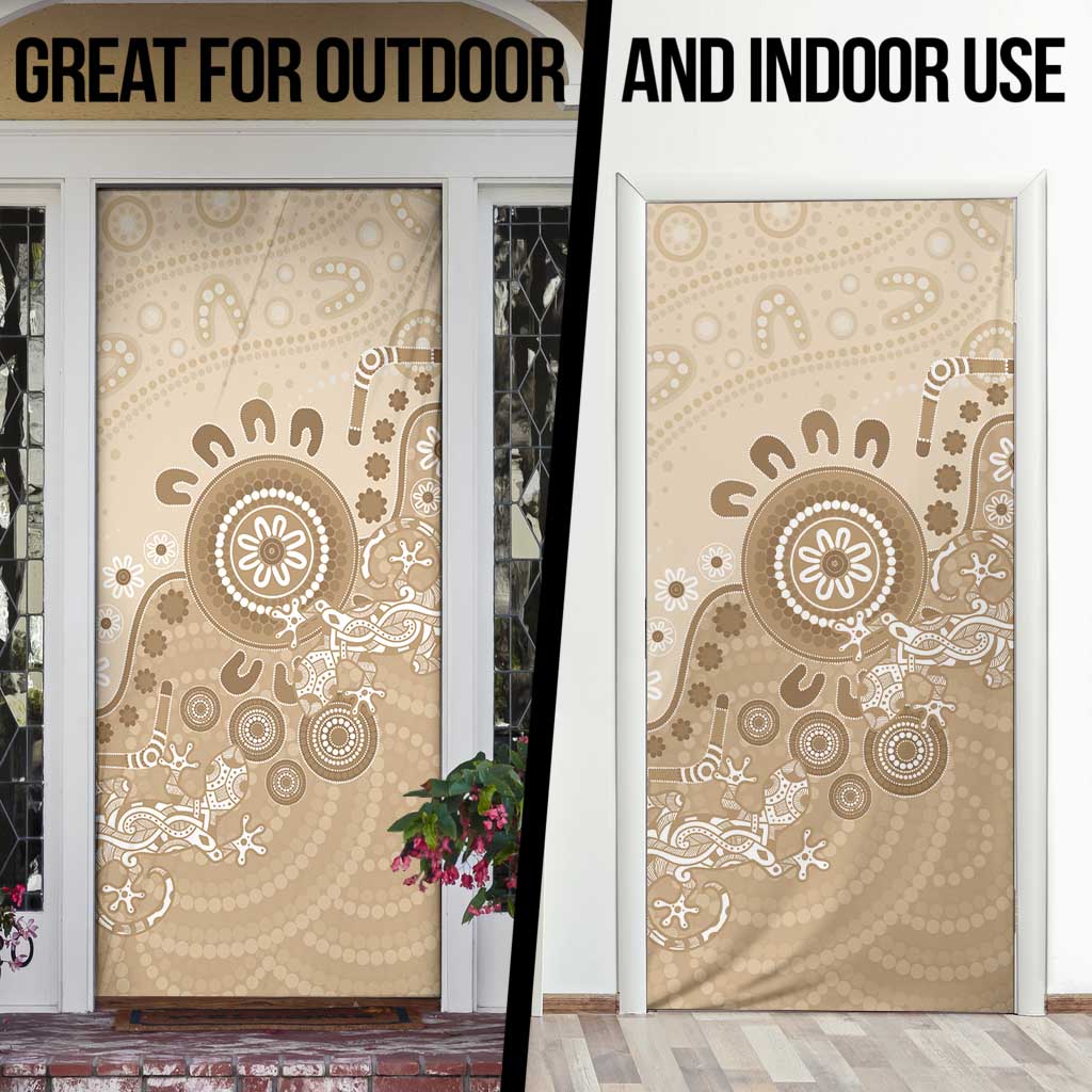 Beige Lizards Australia Door Cover Boomerang Indigenous Art - Aussie Hoodie