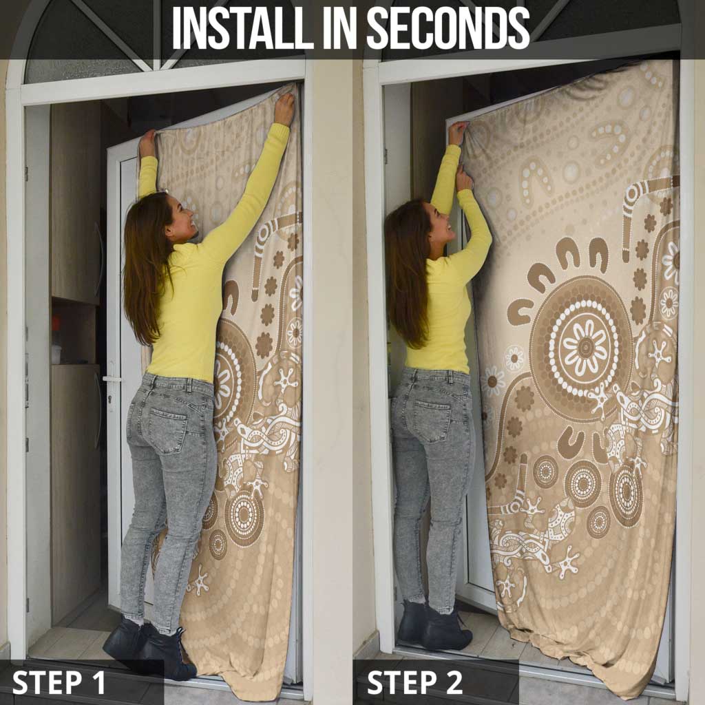 Beige Lizards Australia Door Cover Boomerang Indigenous Art - Aussie Hoodie