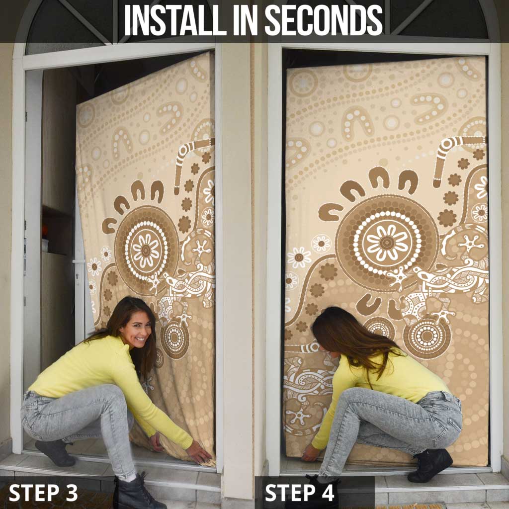 Beige Lizards Australia Door Cover Boomerang Indigenous Art - Aussie Hoodie