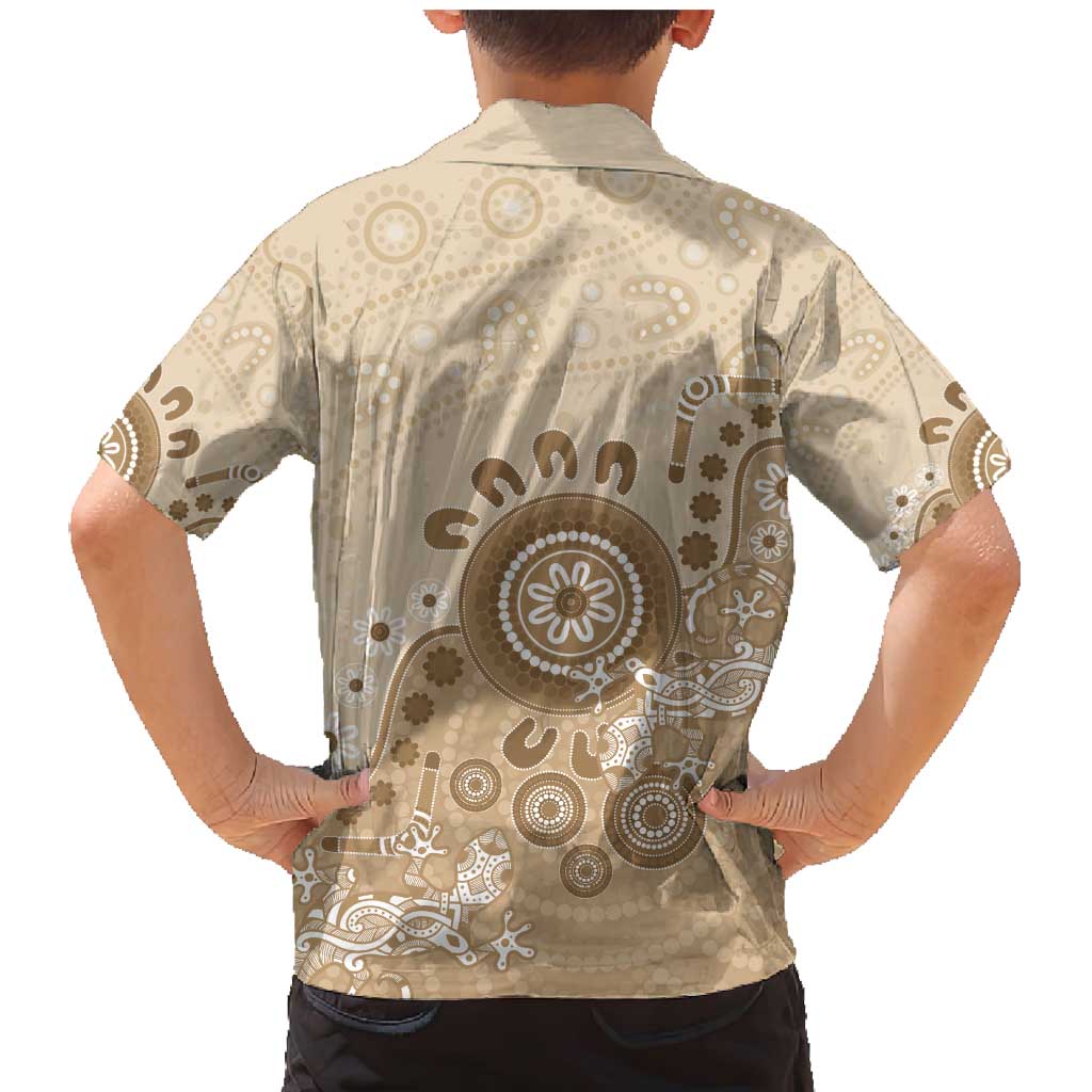 Beige Lizards Australia Family Matching Mermaid Dress and Hawaiian Shirt Boomerang Indigenous Art - Aussie Hoodie