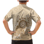 Beige Lizards Australia Family Matching Mermaid Dress and Hawaiian Shirt Boomerang Indigenous Art - Aussie Hoodie