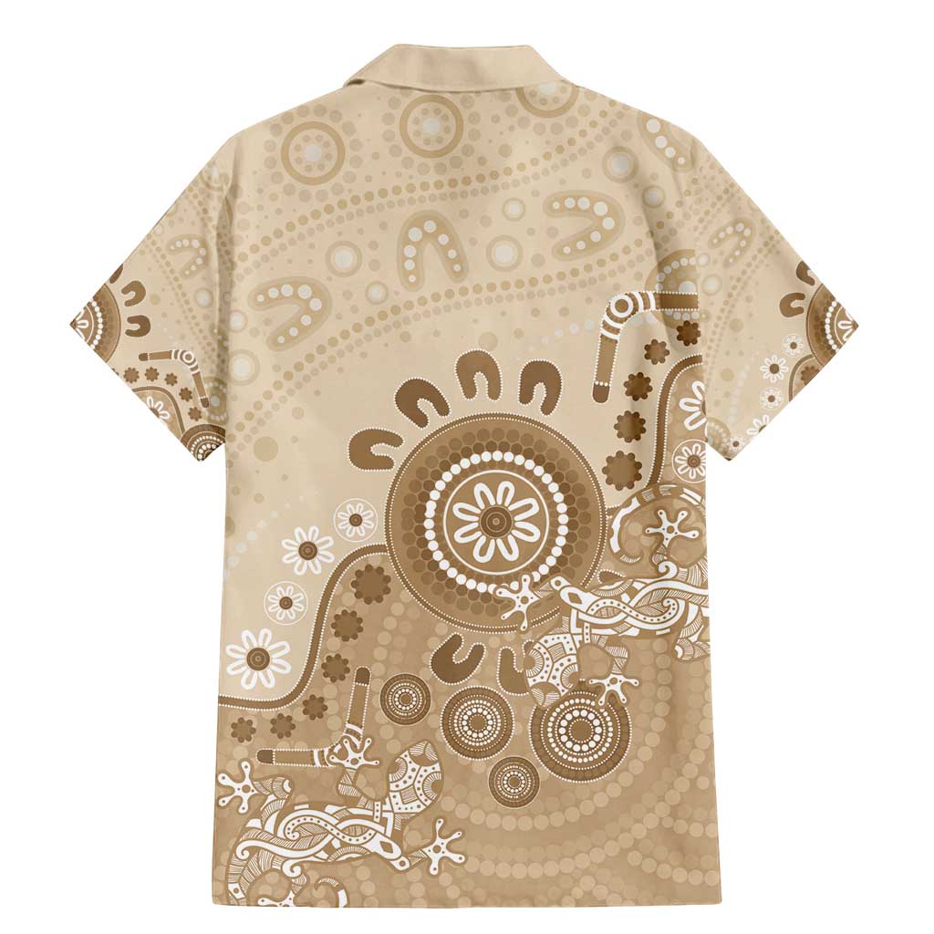 Beige Lizards Australia Family Matching Mermaid Dress and Hawaiian Shirt Boomerang Indigenous Art - Aussie Hoodie
