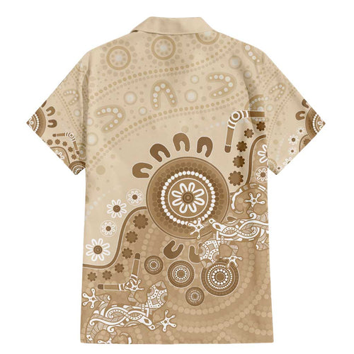 Beige Lizards Australia Family Matching Mermaid Dress and Hawaiian Shirt Boomerang Indigenous Art - Aussie Hoodie