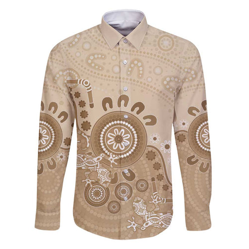 Beige Lizards Australia Family Matching Mermaid Dress and Hawaiian Shirt Boomerang Indigenous Art - Aussie Hoodie