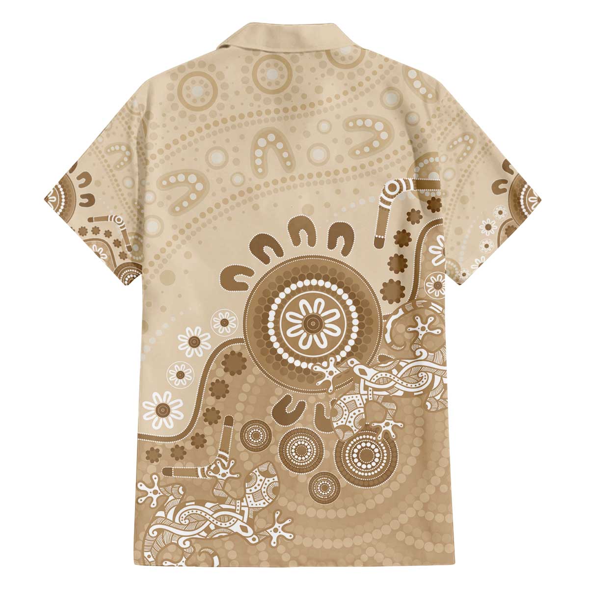 Beige Lizards Australia Family Matching Off The Shoulder Long Sleeve Dress and Hawaiian Shirt Boomerang Indigenous Art - Aussie Hoodie