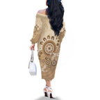 Beige Lizards Australia Family Matching Off The Shoulder Long Sleeve Dress and Hawaiian Shirt Boomerang Indigenous Art - Aussie Hoodie