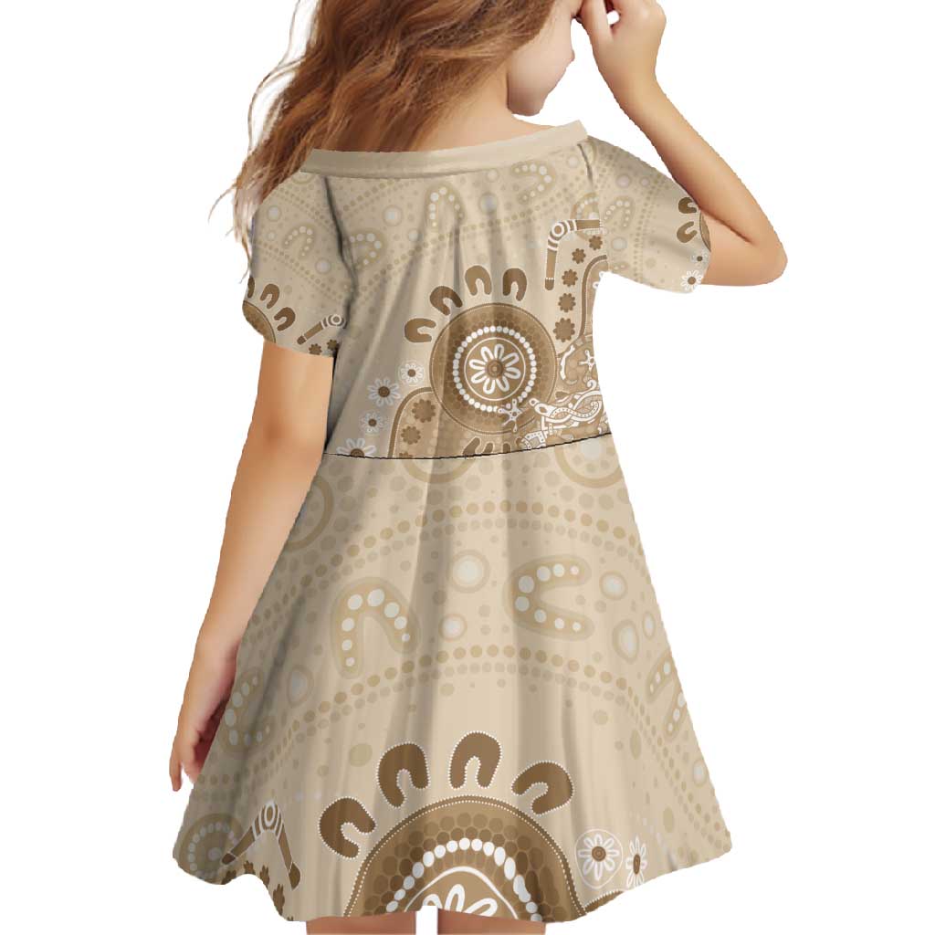 Beige Lizards Australia Family Matching Off Shoulder Maxi Dress and Hawaiian Shirt Boomerang Indigenous Art - Aussie Hoodie