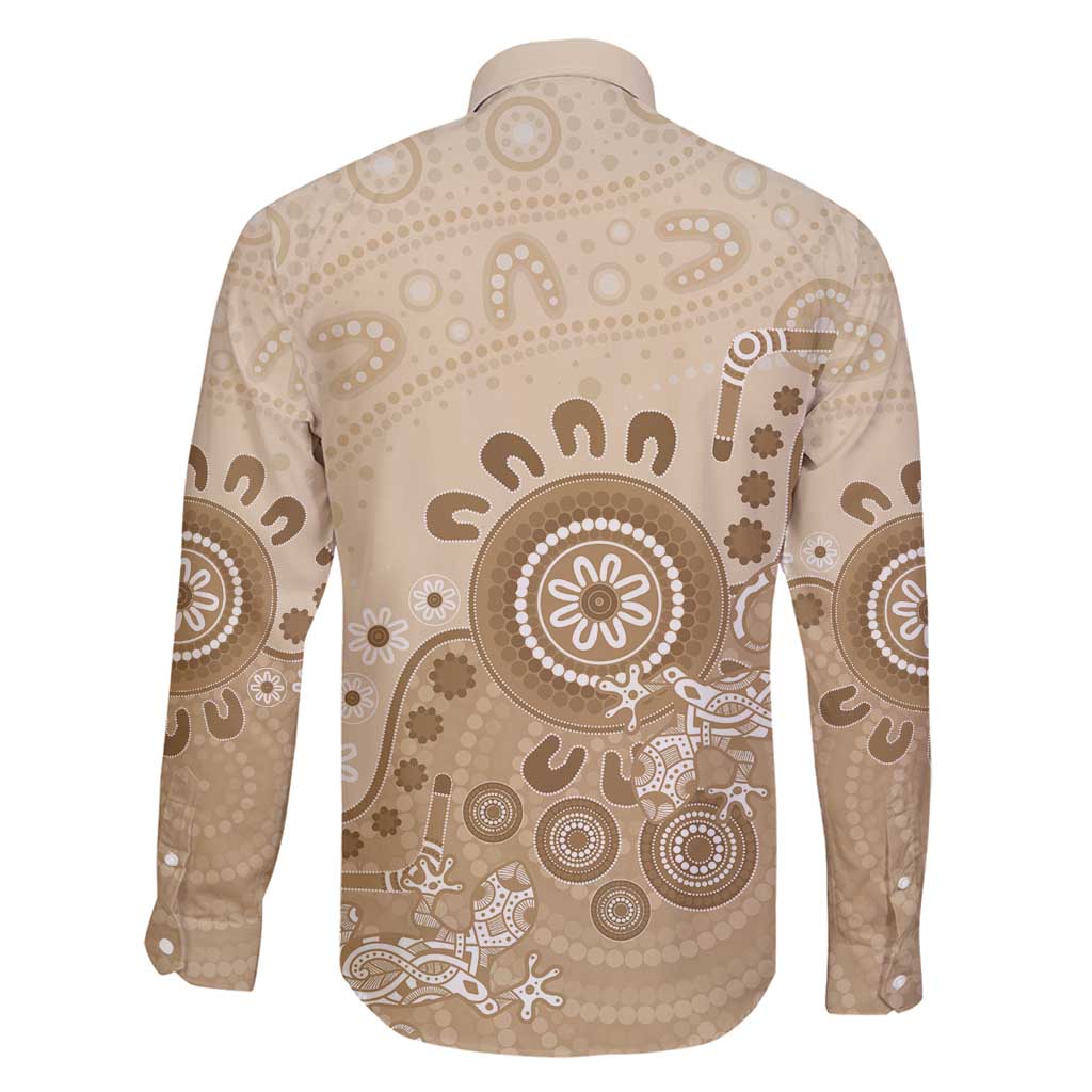 Beige Lizards Australia Family Matching Puletasi and Hawaiian Shirt Boomerang Indigenous Art - Aussie Hoodie