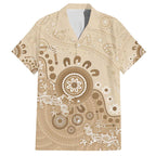 Beige Lizards Australia Family Matching Short Sleeve Bodycon Dress and Hawaiian Shirt Boomerang Indigenous Art - Aussie Hoodie