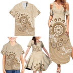 Beige Lizards Australia Family Matching Summer Maxi Dress and Hawaiian Shirt Boomerang Indigenous Art - Aussie Hoodie