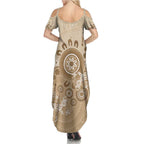Beige Lizards Australia Family Matching Summer Maxi Dress and Hawaiian Shirt Boomerang Indigenous Art - Aussie Hoodie