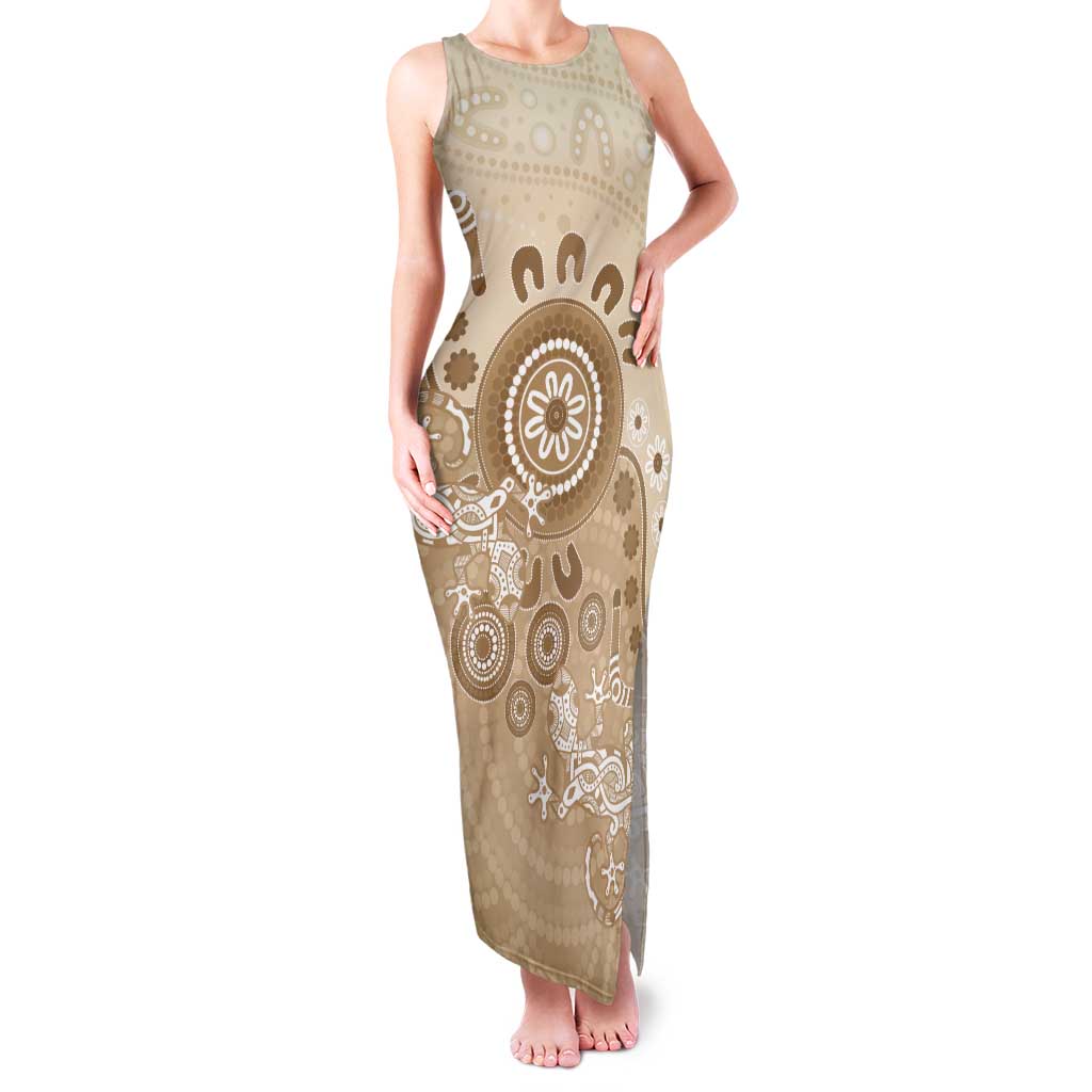 Beige Lizards Australia Family Matching Tank Maxi Dress and Hawaiian Shirt Boomerang Indigenous Art - Aussie Hoodie