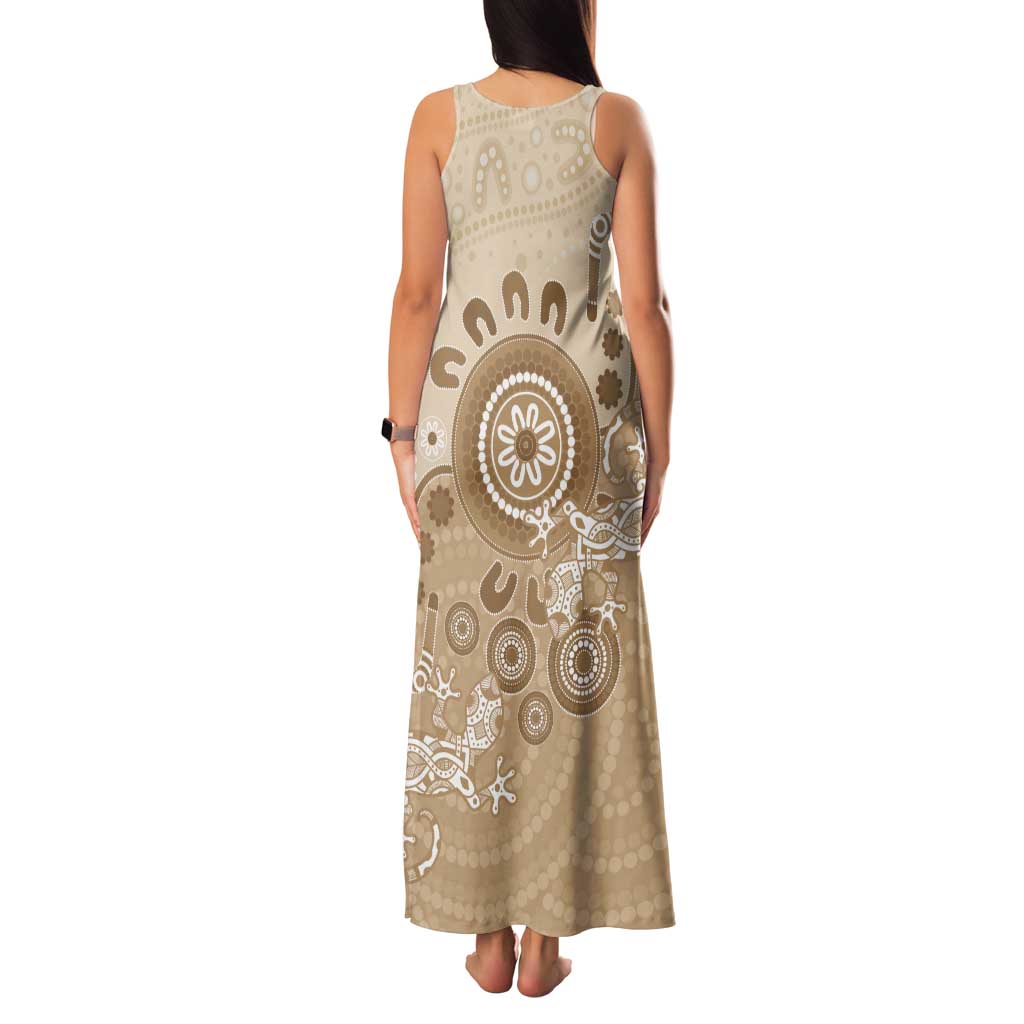 Beige Lizards Australia Family Matching Tank Maxi Dress and Hawaiian Shirt Boomerang Indigenous Art - Aussie Hoodie
