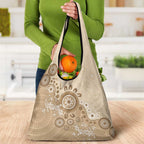 Beige Lizards Australia Grocery Bag Boomerang Indigenous Art - Aussie Hoodie