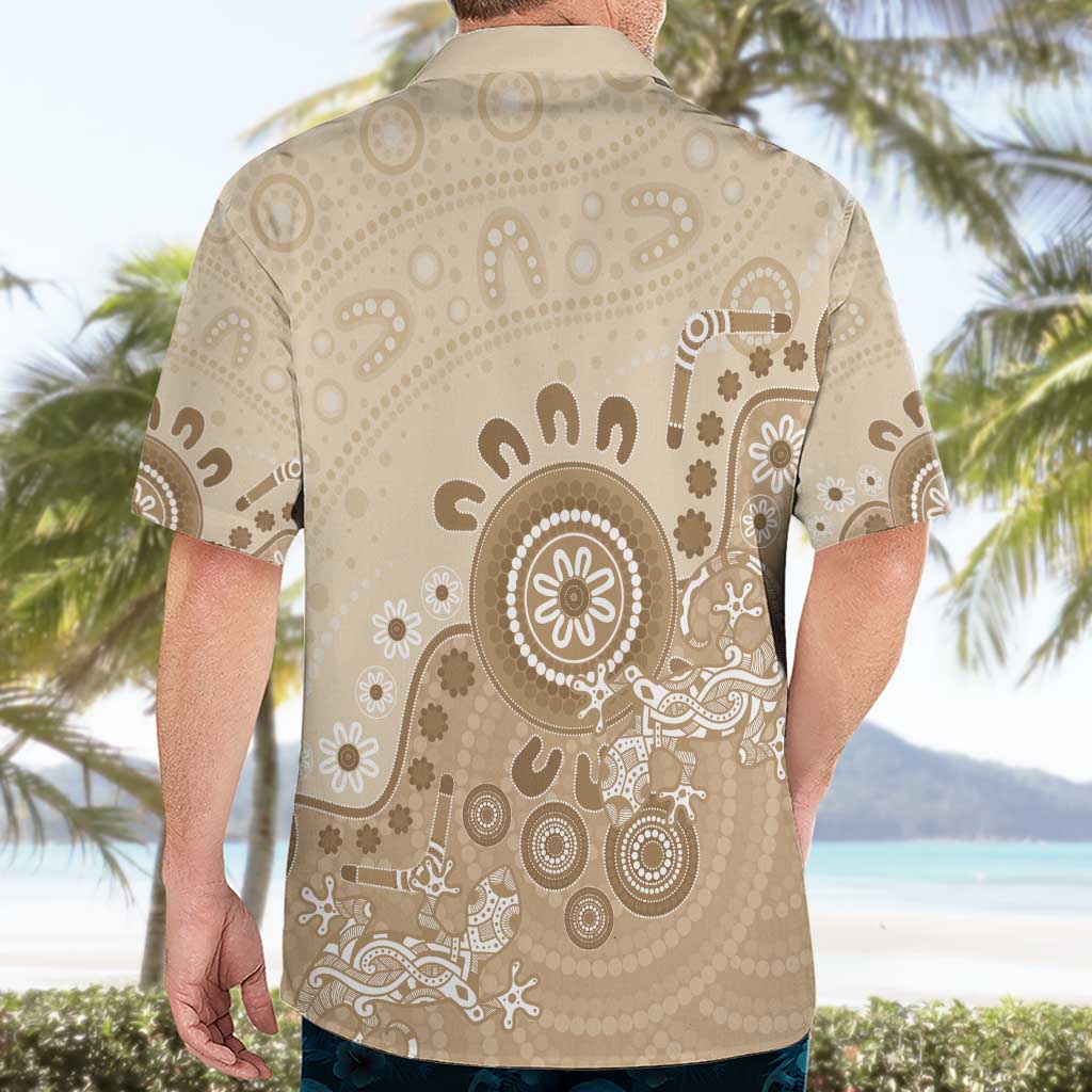 Beige Lizards Australia Hawaiian Shirt Boomerang Indigenous Art - Aussie Hoodie