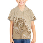Beige Lizards Australia Hawaiian Shirt Boomerang Indigenous Art - Aussie Hoodie