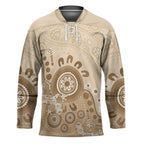 Beige Lizards Australia Hockey Jersey Boomerang Indigenous Art - Aussie Hoodie