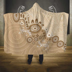 Beige Lizards Australia Hooded Blanket Boomerang Indigenous Art - Aussie Hoodie
