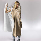Beige Lizards Australia Hooded Blanket Boomerang Indigenous Art - Aussie Hoodie