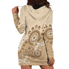 Beige Lizards Australia Hoodie Dress Boomerang Indigenous Art - Aussie Hoodie