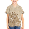 Beige Lizards Australia Kid Hawaiian Shirt Boomerang Indigenous Art - Aussie Hoodie