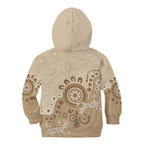 Beige Lizards Australia Kid Hoodie Boomerang Indigenous Art - Aussie Hoodie