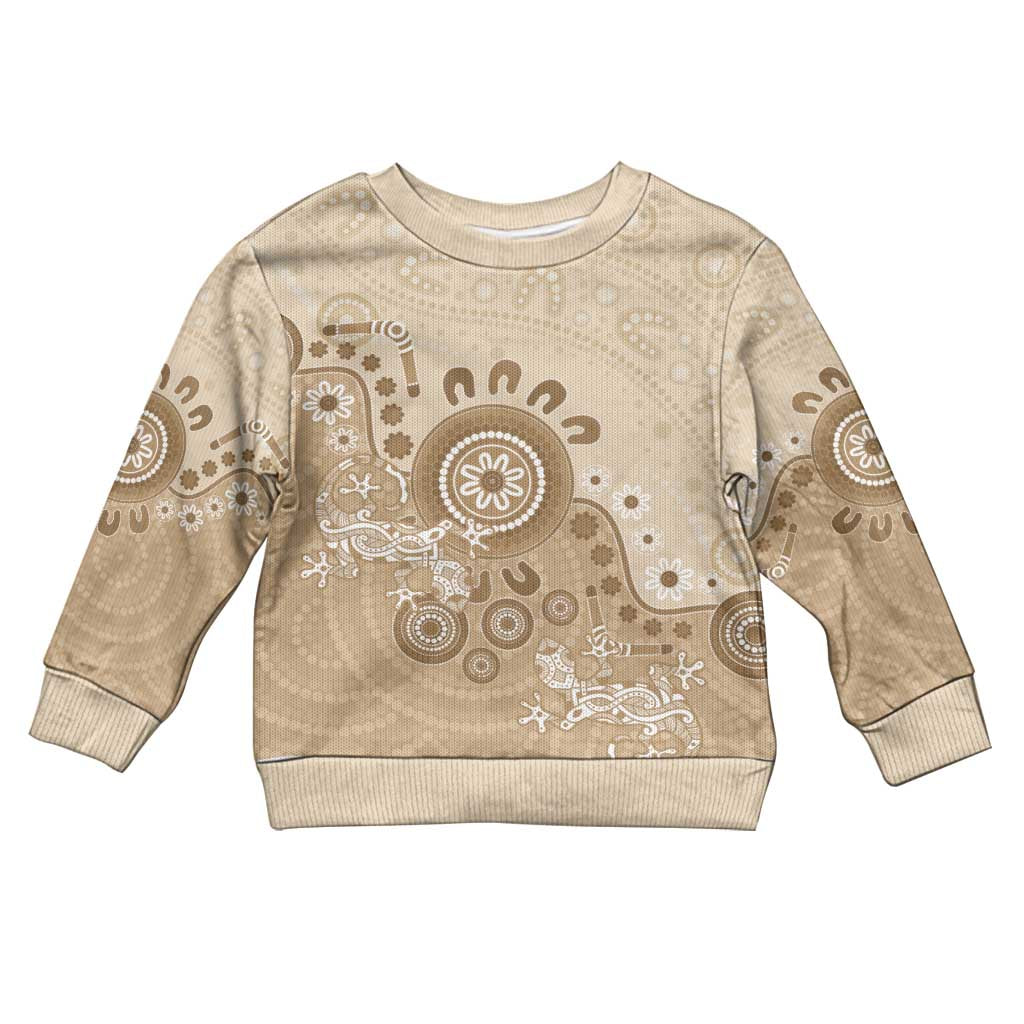 Beige Lizards Australia Kid Ugly Christmas Sweater Boomerang Indigenous Art - Aussie Hoodie