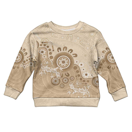 Beige Lizards Australia Kid Ugly Christmas Sweater Boomerang Indigenous Art - Aussie Hoodie
