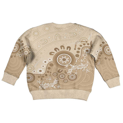 Beige Lizards Australia Kid Ugly Christmas Sweater Boomerang Indigenous Art - Aussie Hoodie