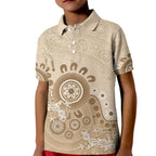 Beige Lizards Australia Kid Polo Shirt Boomerang Indigenous Art - Aussie Hoodie