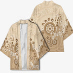 Beige Lizards Australia Kimono Boomerang Indigenous Art - Aussie Hoodie