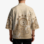 Beige Lizards Australia Kimono Boomerang Indigenous Art - Aussie Hoodie