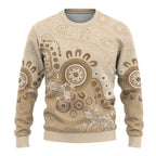Beige Lizards Australia Ugly Christmas Sweater Boomerang Indigenous Art - Aussie Hoodie