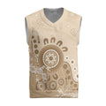 Beige Lizards Australia Christmas Knitted V-Neck Vest Boomerang Indigenous Art - Aussie Hoodie