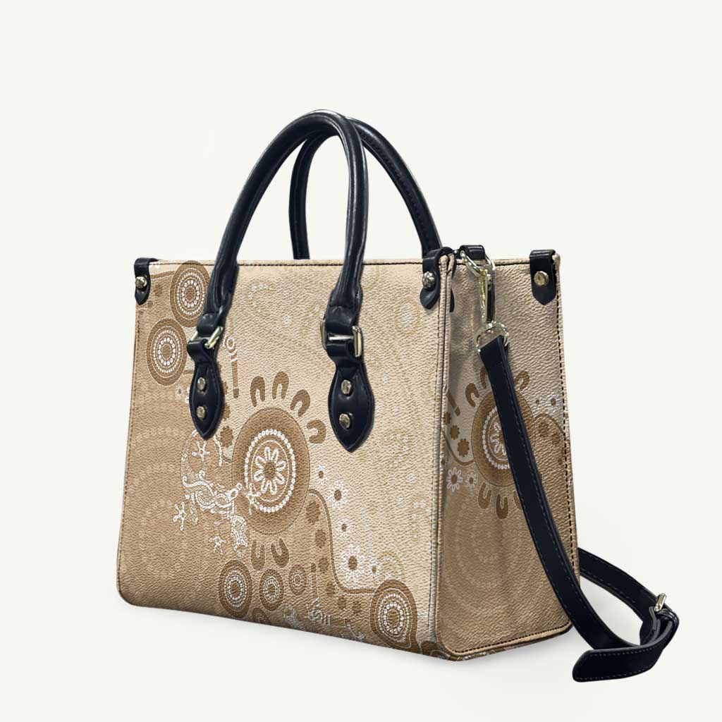 Beige Lizards Australia Leather Bag Boomerang Indigenous Art - Aussie Hoodie