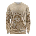 Beige Lizards Australia Long Sleeve Shirt Boomerang Indigenous Art - Aussie Hoodie