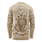 Beige Lizards Australia Long Sleeve Shirt Boomerang Indigenous Art - Aussie Hoodie