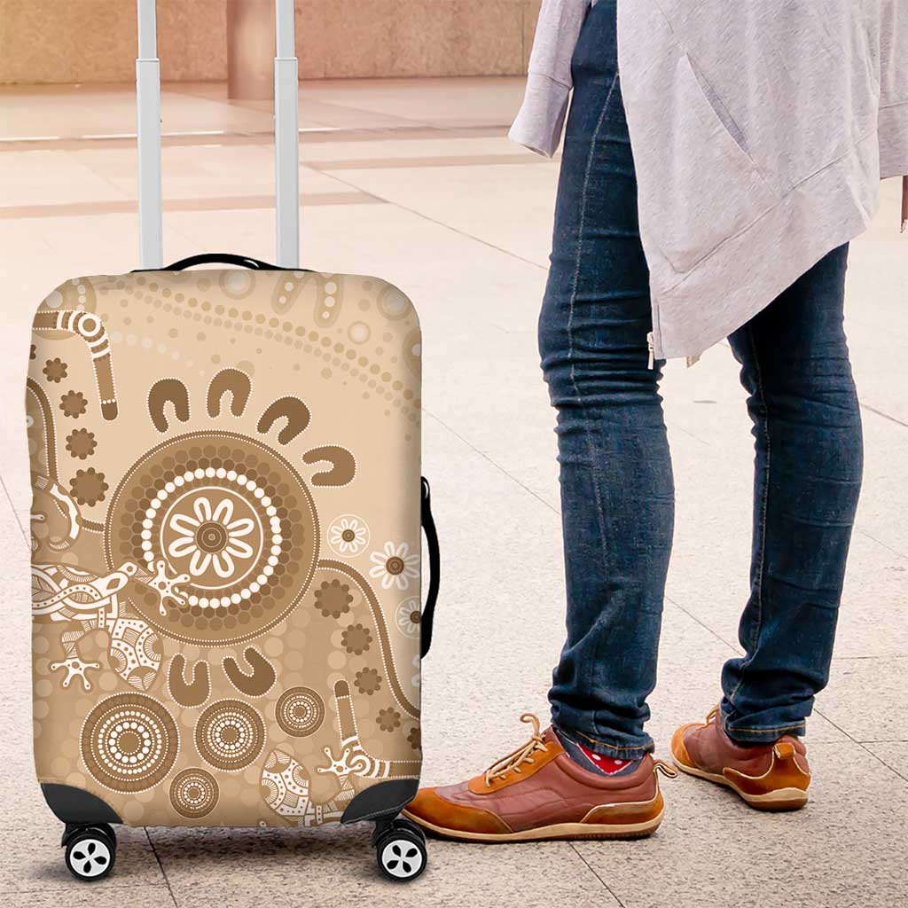 Beige Lizards Australia Luggage Cover Boomerang Indigenous Art - Aussie Hoodie